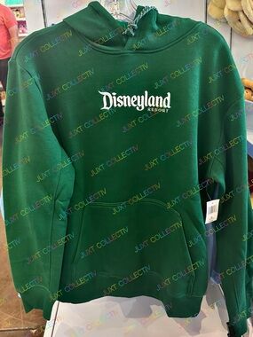 Disneyland Logo Green Hoodie Embroidered Sweatshirt NWT